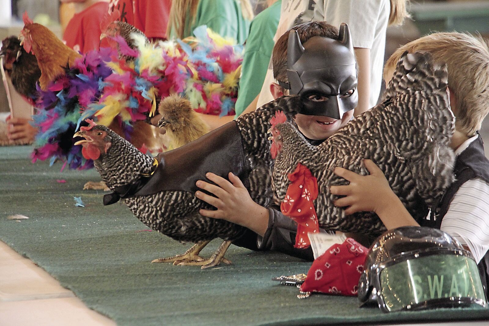 Wolf sisters win chicken costume contest